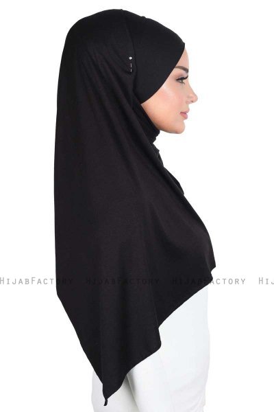 Kaisa - Schwarz Baumwolle Praktisch Hijab