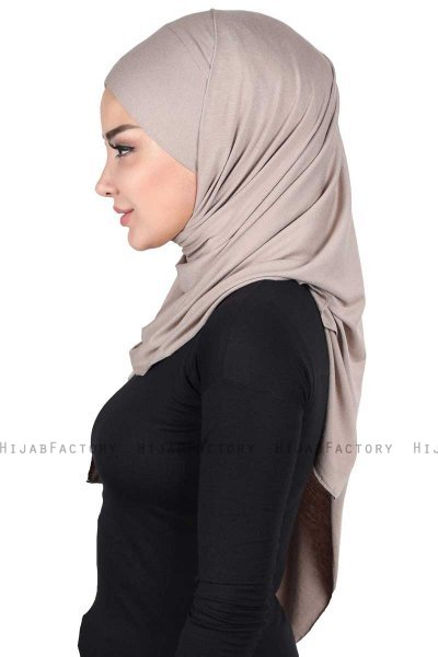 Kaisa - Taupe Baumwolle Praktisch Hijab