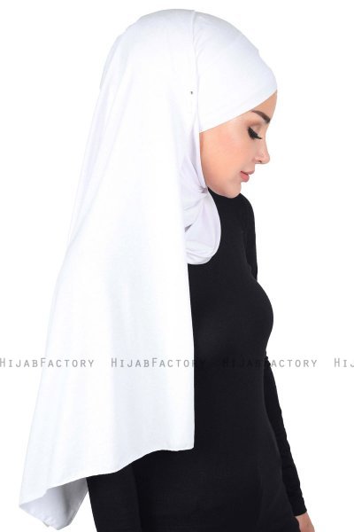 Kaisa - Weiß Baumwolle Praktisch Hijab