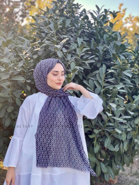 Kalila - Schwarz Gemustert Baumwolle Hijab