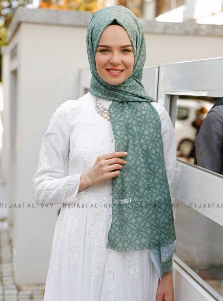 Khadija - Grün Gemustertes Hijab - Sal Evi