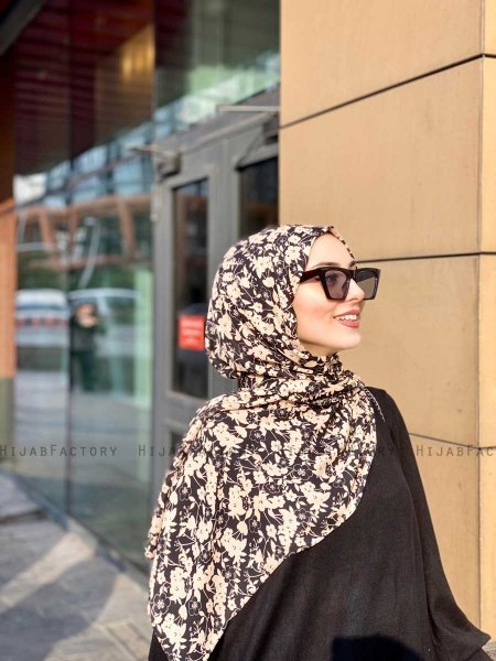 Lamia - Creme Gemustert Crepe Hijab - Mirach