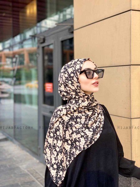 Lamia - Creme Gemustert Crepe Hijab - Mirach