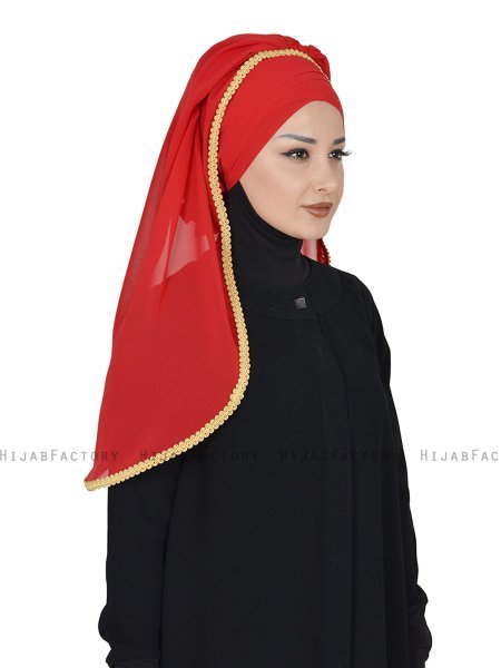 Louise - Rot Praktisch Hijab - Ayse Turban