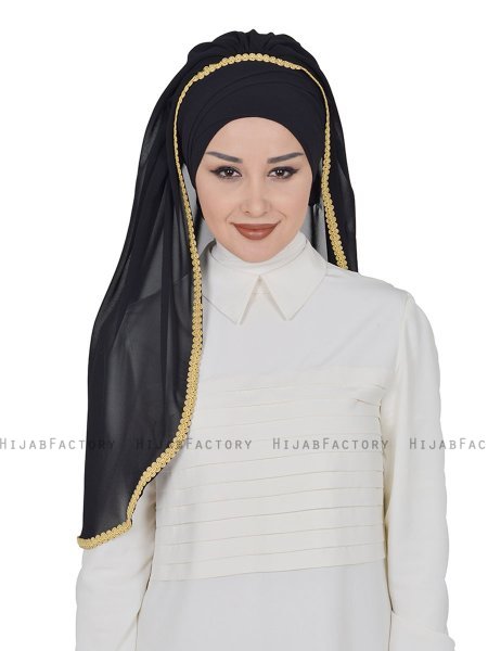 Louise - Schwarz Praktisch Hijab - Ayse Turban
