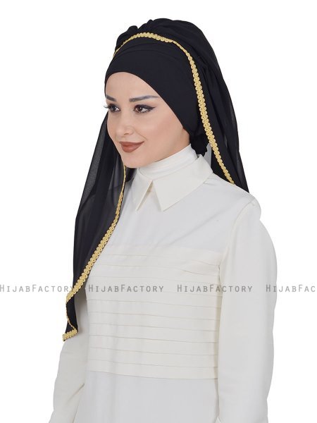 Louise - Schwarz Praktisch Hijab - Ayse Turban