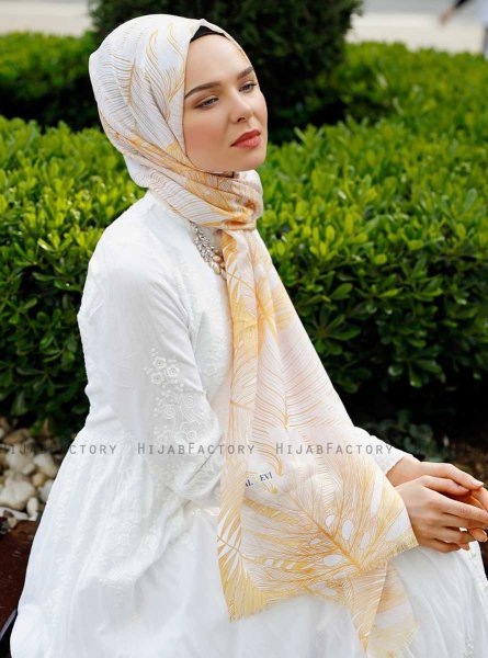 Luthfa - Gelb Gemustertes Hijab - Sal Evi