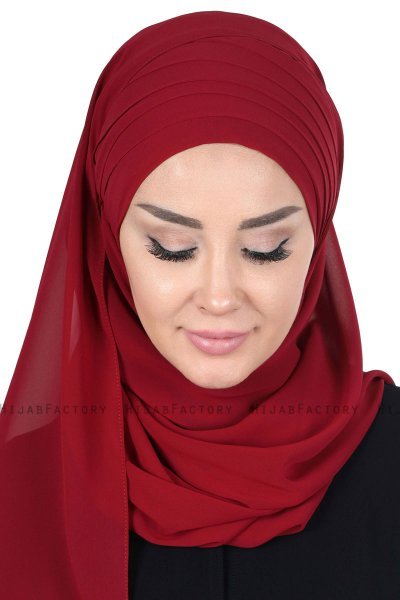 Malin - Bordeaux Praktisch Chiffon Hijab