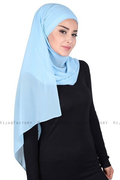 Malin - Hellblau Praktisch Chiffon Hijab