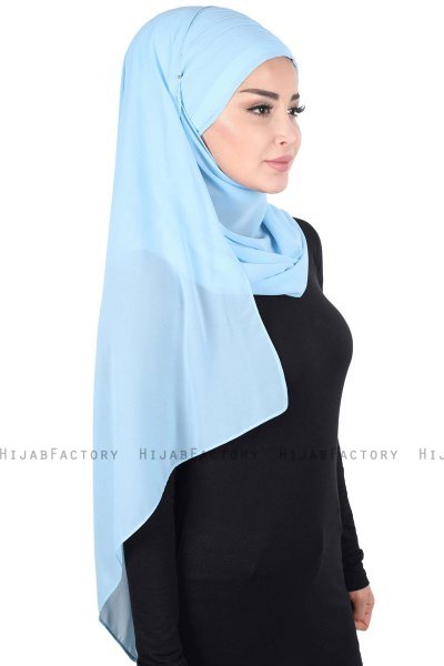 Malin - Hellblau Praktisch Chiffon Hijab