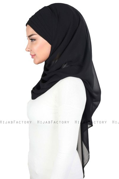 Malin - Schwarz Praktisch Chiffon Hijab