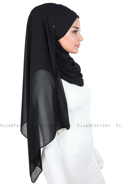 Malin - Schwarz Praktisch Chiffon Hijab