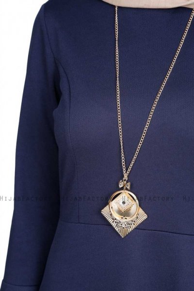 Nadia Marinblå Klänning Med Volang 280221d