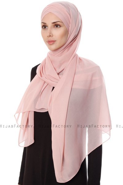 Mehtap - Altrosa Praktisch Fertig Chiffon Hijab