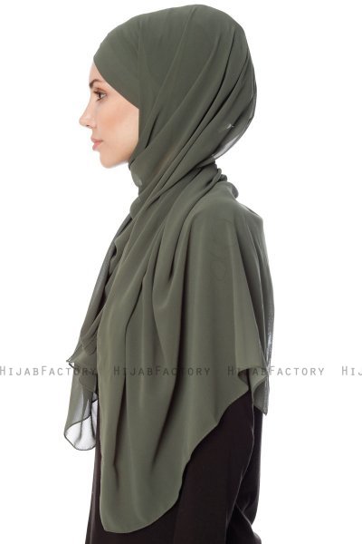 Mehtap - Khaki Praktisch Fertig Chiffon Hijab