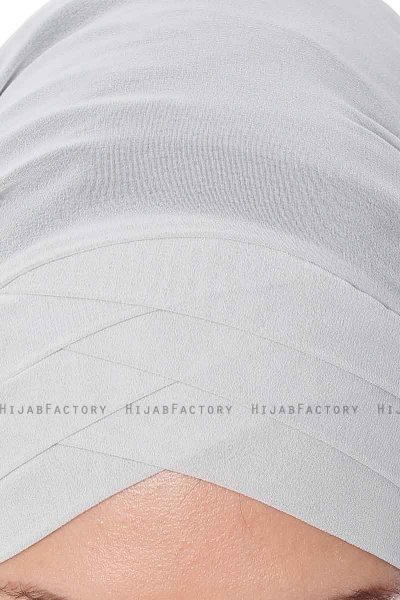 Mehtap - Hellgrau Praktisch Fertig Chiffon Hijab