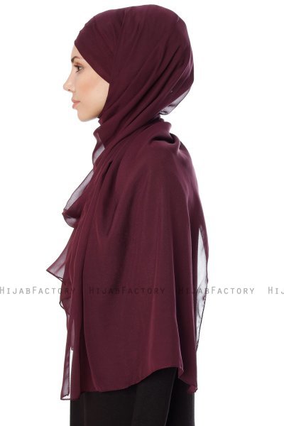 Mehtap - Pflaume Praktisch Fertig Chiffon Hijab