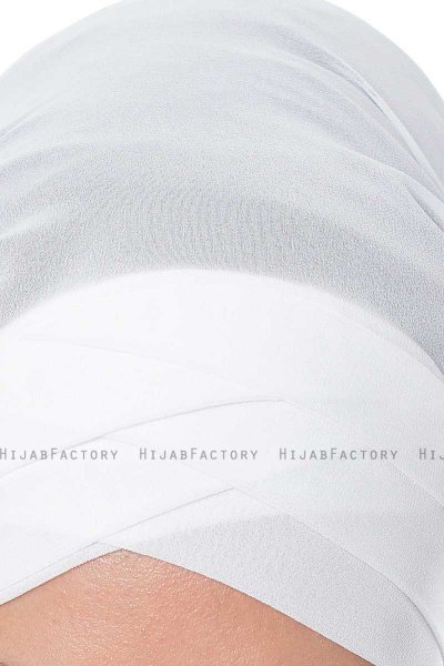 Mehtap - Weiß Praktisch Fertig Chiffon Hijab