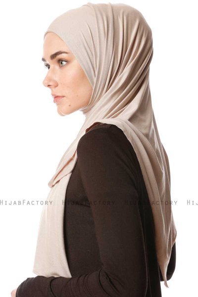 Melek - Helltaupe Premium Jersey Hijab - Ecardin