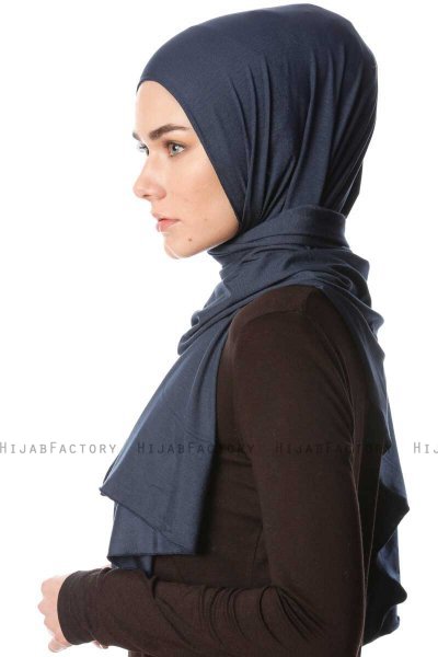 Melek - Navy Blau Premium Jersey Hijab - Ecardin