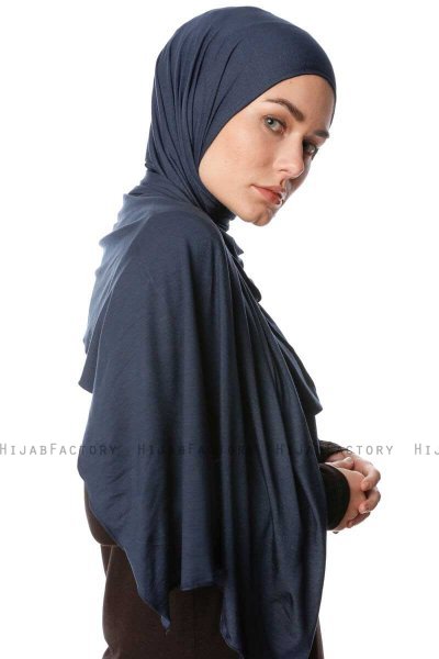 Melek - Navy Blau Premium Jersey Hijab - Ecardin