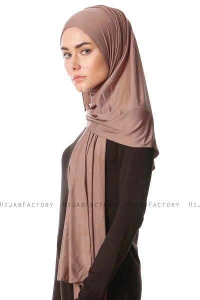 Melek - Dunkeltaupe Premium Jersey Hijab - Ecardin