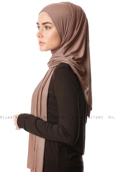 Melek - Dunkeltaupe Premium Jersey Hijab - Ecardin