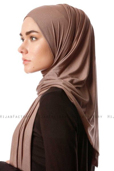 Melek - Dunkeltaupe Premium Jersey Hijab - Ecardin