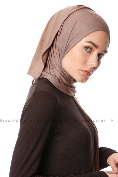 Melek - Dunkeltaupe Premium Jersey Hijab - Ecardin