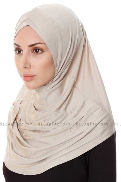 Mia - Helltaupe One-Piece Al Amira Hijab - Ecardin