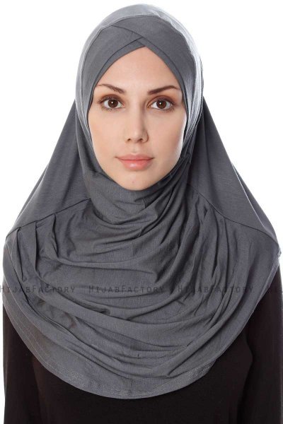 Mia - Dunkelgrau One-Piece Al Amira Hijab - Ecardin