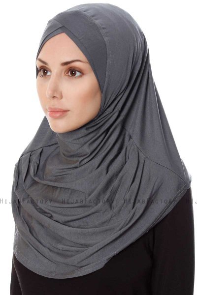 Mia - Dunkelgrau One-Piece Al Amira Hijab - Ecardin