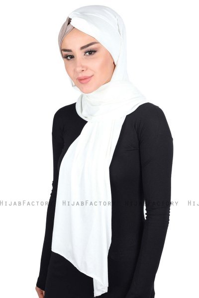 Mikaela - Creme & Taupe Baumwolle Praktisch Hijab