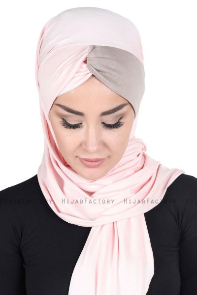 Mikaela - Altrosa & Taupe Baumwolle Praktisch Hijab