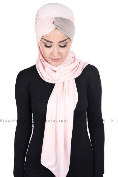 Mikaela - Altrosa & Taupe Baumwolle Praktisch Hijab