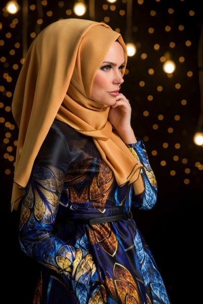 MW Senapsgul Chiffon Hijab Sjal Muslima Wear 310216a