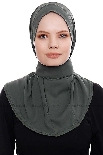 Narin - Khaki Praktisch Fertig Crepe Hijab