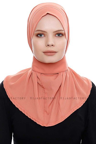 Narin - Lachsfarbe Praktisch Fertig Crepe Hijab