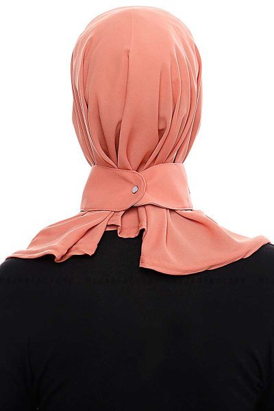 Narin - Lachsfarbe Praktisch Fertig Crepe Hijab