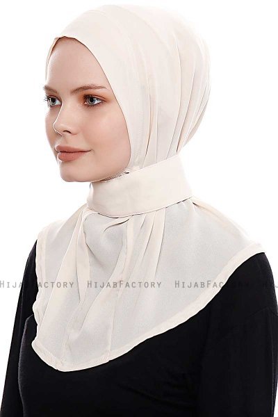 Narin - Leichte Beige Praktisch Fertig Crepe Hijab