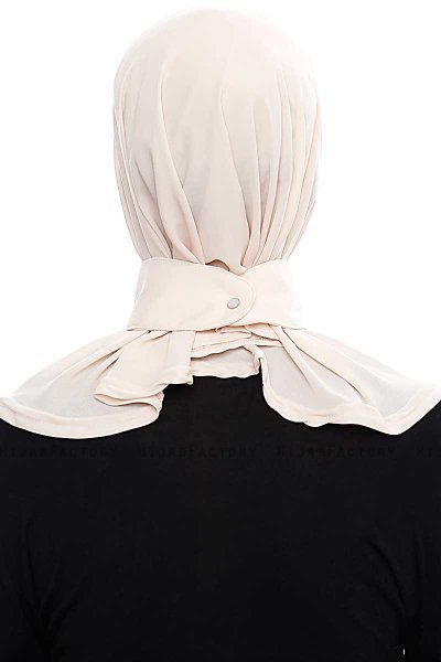 Narin - Leichte Beige Praktisch Fertig Crepe Hijab