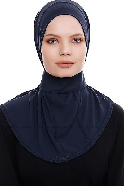 Narin - Navy Blau Praktisch Fertig Crepe Hijab