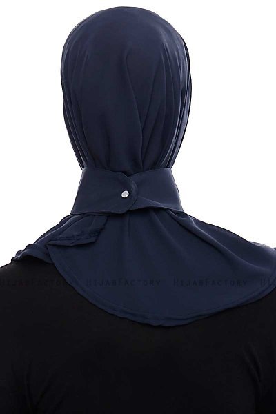 Narin - Navy Blau Praktisch Fertig Crepe Hijab