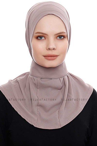 Narin - Dunkeltaupe Praktisch Fertig Crepe Hijab