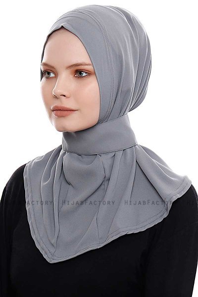 Narin - Dunkelgrau Praktisch Fertig Crepe Hijab