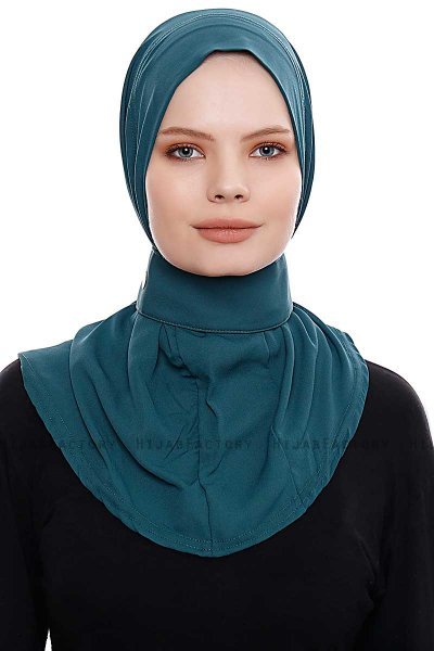 Narin - Dunkelgrün Praktisch Fertig Crepe Hijab