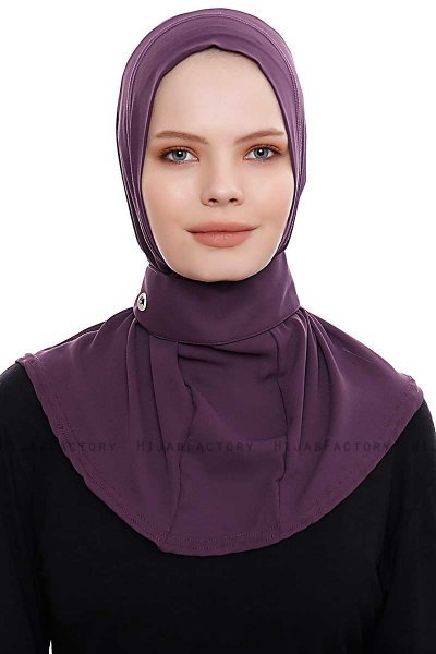 Narin - Dunkelviolett Praktisch Fertig Crepe Hijab