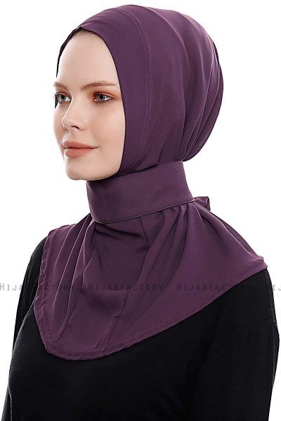 Narin - Dunkelviolett Praktisch Fertig Crepe Hijab