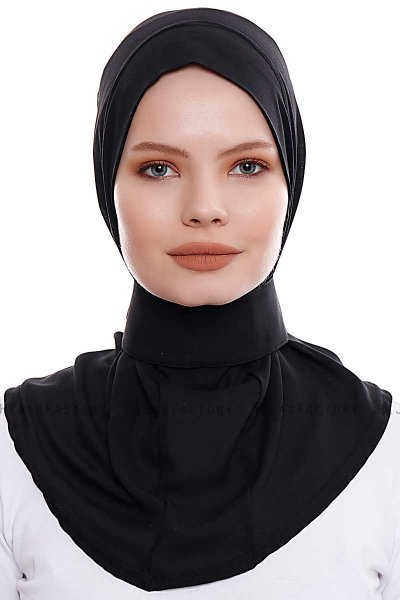 Narin - Schwarz Praktisch Fertig Crepe Hijab