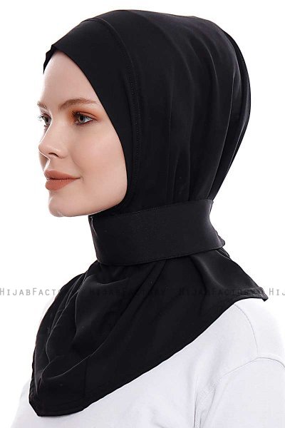 Narin - Schwarz Praktisch Fertig Crepe Hijab